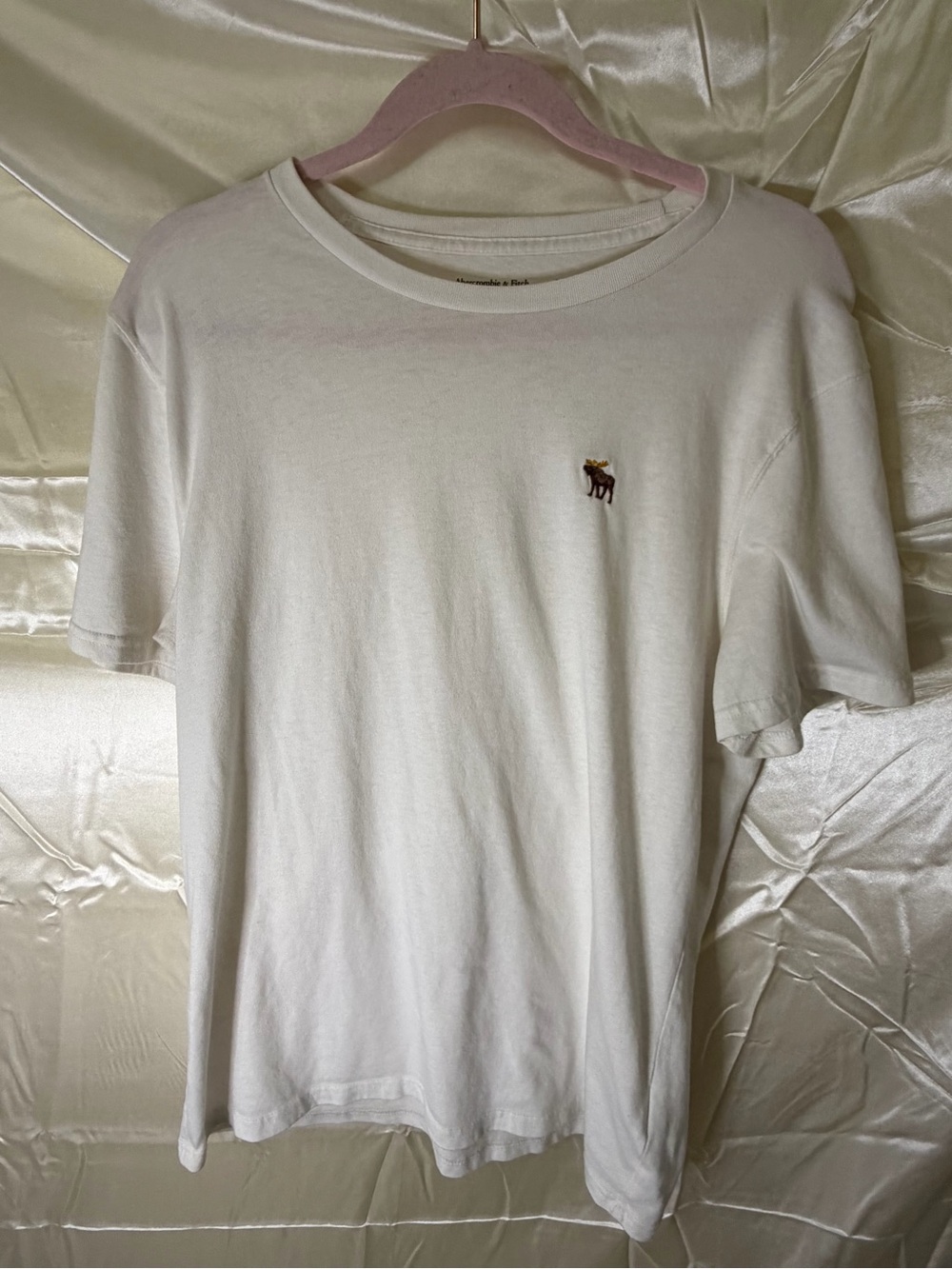 Abercrombie & Fitch Soft A&F Tee Mens Large White Moose Logo T Shirt